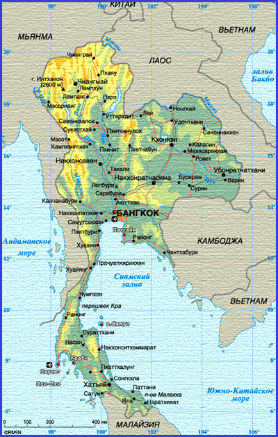 Туристическая карта Тайланда